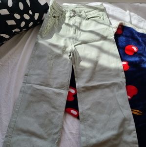 WIDE LEG LIGHT GREEN JEANS
